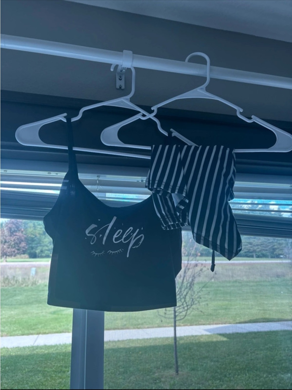 Amazon Black Sleep Crop Tank with Black & White Striped Shorts Pajama Set
